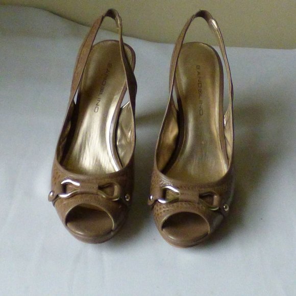 Slingback Peeptoe Heel, Size 8.5, Taupe - Picture 2 of 6